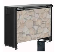 Funda Impermeable Resistente para leñera de 600D Oxford, Funda para Almacenamiento de leña al Aire Libre con Cremallera y Cinta de Velcro (leñera no incluida),Negro,6FT