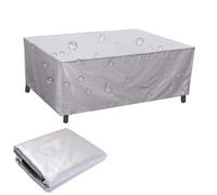 Funda impermeable resistente para patio, color plateado, 280 x 120 x 82 cm, anti rayos UV, a prueba de rasgaduras, tela Oxford 420D, rectangular, para mesa de jardín, resistente al viento, múltiples