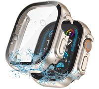 Funda impermeable XiHAMA 2 en 1 + protector de pantalla para Apple Watch de 40/41/42/46 mm, Series 4/5/6/SE/SE de 2.ª generación - Cristal