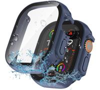 Funda impermeable XiHAMA 2 en 1 + protector de pantalla para Apple Watch de 40/41/42/46 mm (Series 4-6, SE, SE de 2.ª generación), con cristal