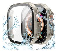Funda impermeable XiHAMA compatible con Apple Watch SE (2.ª generación) Series 6, 5 y 4. Protector de pantalla, cubierta frontal de cristal