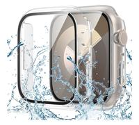 Funda impermeable XiHAMA compatible con Apple Watch SE (2.ª generación) Series 6, 5 y 4. Protector de pantalla, cubierta frontal de cristal