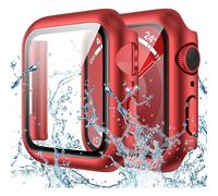 Funda impermeable XiHAMA compatible con Apple Watch SE (2.ª generación) Series 6, 5 y 4. Protector de pantalla, cubierta frontal de cristal