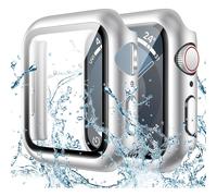 Funda impermeable XiHAMA compatible con Apple Watch SE (2.ª generación) Series 6, 5 y 4. Protector de pantalla, cubierta frontal de cristal