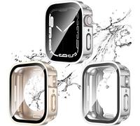 Funda impermeable XiHAMA2-Pack 2 en 1 compatible con Apple Watch SE, SE6, 5, 4 - Parachoques de PC + cristal templado, protección de 360