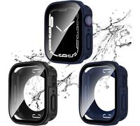 Funda impermeable XiHAMA2-Pack 2 en 1 compatible con Apple Watch SE, SE6, 5, 4 - Parachoques de PC + cristal templado, protección de 360