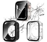 Funda impermeable XiHAMA2-Pack 2 en 1 compatible con Apple Watch SE, SE6, 5, 4 - Parachoques de PC + cristal templado, protección de 360