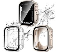 Funda impermeable XiHAMA2-Pack 2 en 1 compatible con Apple Watch SE, SE6, 5, 4 - Parachoques de PC + cristal templado, protección de 360