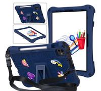 Funda infantil para iPad Air de 11 pulgadas M2 2024 6ª/Air 5ª/4ª generación (10.9 pulgadas 2022/2020) con soporte para lápices [soporta lápiz Pro/USB-C] soporte y correa para el hombro, azul marino