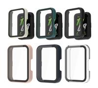 Funda integrada para reloj de PC + Protector de pantalla de vidrio templado para Samsung Galaxy Fit 3 SM-R390, cubierta completa a prueba de golpes y antiarañazos Clear