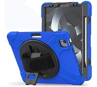 Funda iPad Air 5.ª Generación 2022 10.9 Pulgadas, Híbrido Tres Capas Funda Carcasa Protector con Correa de Mano y Portalápiz, 360 Rotación Kickstand para iPad Air 5.ª Generación 2022 10.9 Pulgadas