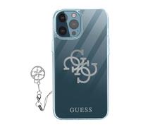 Funda iPhone 12 Pro Max 2 Materiales 4G Charms Guess Transparente Logo Plateado