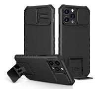 Funda iPhone 13 Pro Max 6,7 pulgadas, Carcasa Protección Deslizante para la Cámara, con 360 Grados Full Body Anti-Shock Anti-arañazos Case Protector Bumper Silicona y Armor Soporte Carcasa, Negro