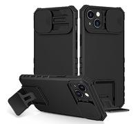 Funda iPhone 15 Plus 6.7 Pulgadas, Carcasa Protección Deslizante para la Cámara, con 360 Grados Full Body Anti-Shock Anti-arañazos Case Protector Bumper Silicona y Armor Soporte Carcasa, Negro