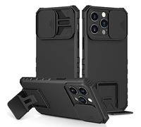 Funda iPhone 15 Pro Max 6.7 Pulgadas, Carcasa Protección Deslizante para la Cámara, con 360 Grados Full Body Anti-Shock Anti-arañazos Case Protector Bumper Silicona y Armor Soporte Carcasa, Negro