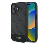 Funda IPHONE 16 Plus Guess Piel Artificial Gris Con Logo Color Oro