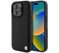 Funda IPHONE 16 Pro Max BMW Cuero Auténtico Negro en Relieve Logo Metal Magsafe