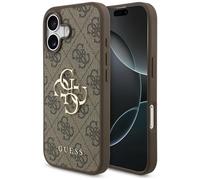 Funda iPhone 17 Cuero Sintético Guess Marrón Gran Logo Metalizado Dorado