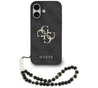 Funda IPHONE 17 Guess Piel Artificial Gris Big Logo Color Oro Cadena