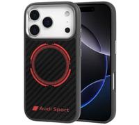 Funda iPhone 17 Pro De Fibra De Carbono Audi RSQ MagSafe Negra Roja Con Logo