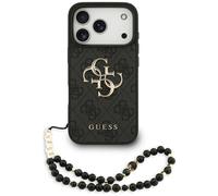 Funda IPHONE 17 Pro Guess Piel Artificial Gris Big Logo Color Oro Cadena