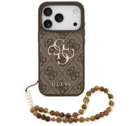 Funda IPHONE 17 Pro Guess Piel Artificial Marrón Big Logo Color Oro Cadena