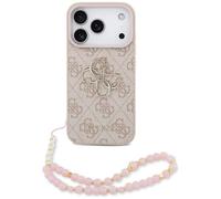 Funda IPHONE 17 Pro Guess Piel Artificial Rosa Big Logo Color Oro Cadena