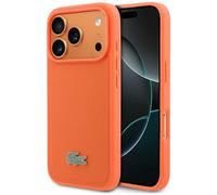 Funda iPhone 17 Pro Lacoste Iconic Petit Pique Naranja Logo Metal Magsafe