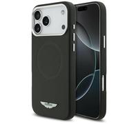 Funda IPHONE 17 Pro Max Aston Martin Magsafe Cuero Sintético Negro Logo Metal
