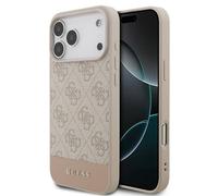 Funda iPhone 17 Pro Max Guess Classic Cuero Sintético Rosa Patrón Logo Dorado