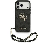 Funda IPHONE 17 Pro Max Guess Piel Artificial Gris Big Logo Color Oro Cadena