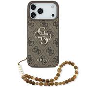 Funda IPHONE 17 Pro Max Guess Piel Artificial Marrón Big Logo Color Oro Cadena
