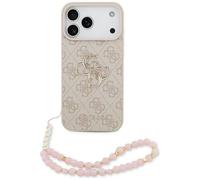 Funda IPHONE 17 Pro Max Guess Piel Artificial Rosa Big Logo Color Oro Cadena