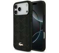 Funda iPhone 17 Pro Max Lacoste Cuero Sintético Negro Logo Cocodrilo Dorado
