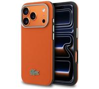 Funda IPhone 17 Pro Max Lacoste Petit Pique Naranja Negra Logo Metal Magsafe