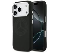 Funda iPhone 17 Pro Mercedes Silicona Negra Vintage Logo MagSafe