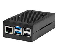 Funda Joy-iT RB-ALUCASEP5-01B para Raspberry Pi 5, Aluminio Negro con Ranura SD