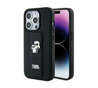 Funda Karl Lagerfeld Gripstand Saffiano Karl & Choupette, Negra - iPhone 13 Pro