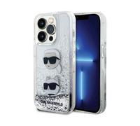 Funda Karl Lagerfeld Liquid Glitter Karl & Choupette Heads KLHCP14LLDHKCNS, Plata - iPhone 14 Pro