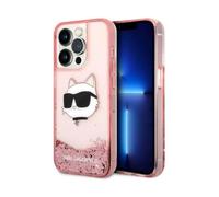 Funda Karl Lagerfeld Liquid Glitter NFT Choupette Head, Rosa - iPhone 14 Pro