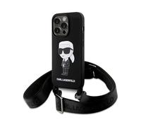 Funda Karl Lagerfeld Liquid Silicone Crossbody Ikonik Negra - iPhone 15 Pro