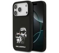 Funda Karl Lagerfeld MagSafe iPhone 17 Pro Silicona Negra Con Figuras Y Logo