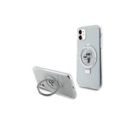 Funda Karl Lagerfeld MagSafe Ring Stand para iPhone 11, color blanco.