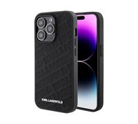 CG MOBILE Karl Lagerfeld Funda rígida acolchada con patrón Karl para iPhone 15 Pro Max (negro)