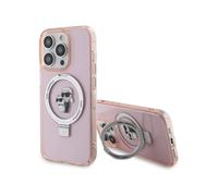 Funda Karl Lagerfeld Ring Stand Karl & Choupette MagSafe, Rosa - iPhone 15 Pro Max