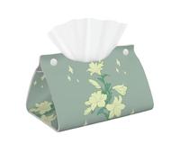 Funda larga para caja de pañuelos con diseño de lirios blancos de dibujos animados, hecha de cuero, adecuada para salas de estar, escritorios, oficinas y dormitorios.