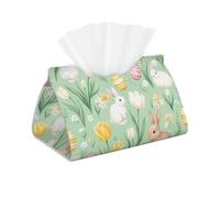 Funda larga para caja de pañuelos con escena de primavera de Pascua, piel de PVC impermeable, soporte decorativo plegable para pañuelos para el hogar, oficina, coche y baño