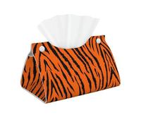 Funda larga para caja de pañuelos con estampado de leopardo de tigre naranja, hecha de cuero, adecuada para salas de estar, escritorios, oficinas y dormitorios.