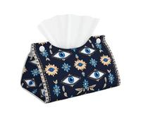 Funda larga para caja de pañuelos con símbolos de mal de ojo, soporte de pañuelos de piel sintética, elegante dispensador de pañuelos para baño, sala de estar, oficina, dormitorio, uso en coche