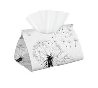 Funda larga para caja de pañuelos de diente de león que sopla en el viento, soporte para pañuelos de piel sintética, elegante dispensador de pañuelos para baño, sala de estar, oficina, dormitorio, uso